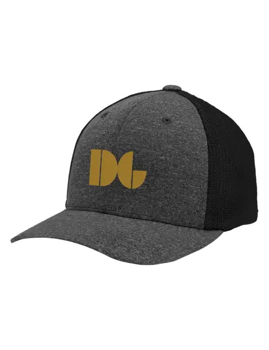 Flexfit Black/Dark Charcoal Heather Melange Mesh Back Trucker Cap w/DG Logo