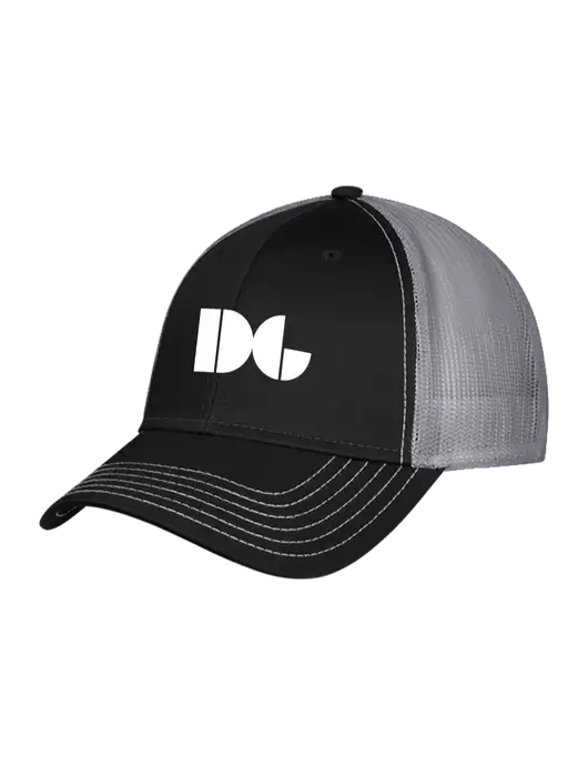 Black/Medium Dark Grey Mesh Trucker Cap Snap Back w/DG Logo