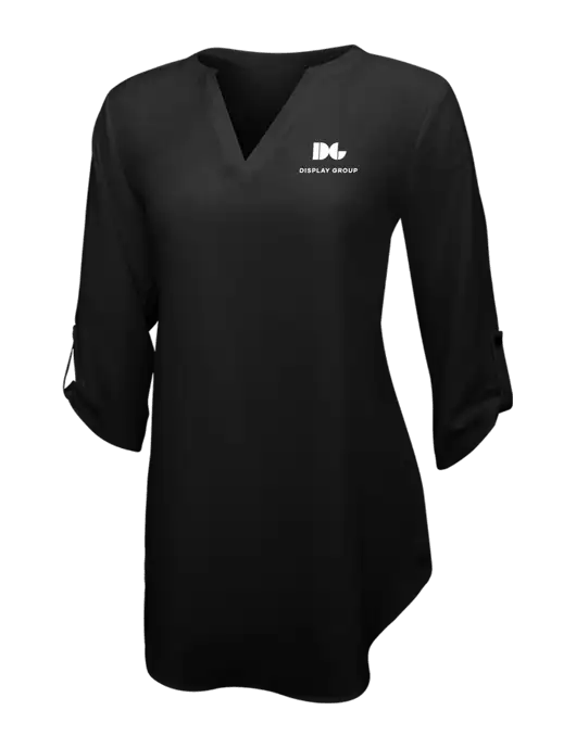 Womens Black 3/4 Sleeve Tunic Blouse w/Display Group Logo