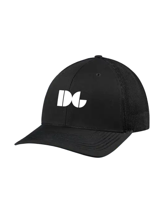 Richardson Adjustable Snapback Original 112 Trucker Cap Black w/Black Mesh w/DG Logo