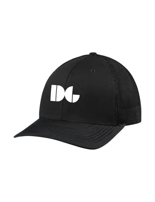 Richardson Adjustable Snapback Original 112 Trucker Cap Black w/Black Mesh w/DG Logo