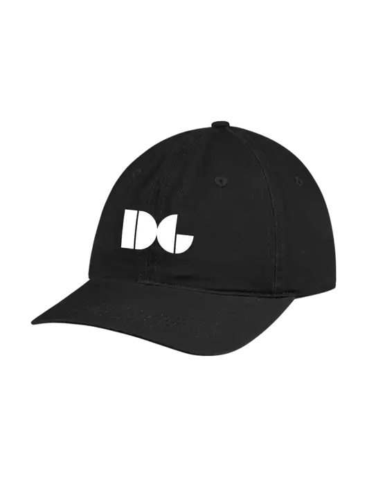 Garment Washed Unstructured Twill Black Cap w/DG Logo