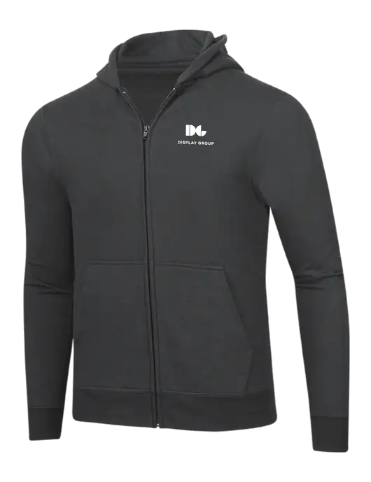 Charcoal 8.5 oz Ring Spun Zip Hooded Sweatshirt w/Display Group Logo