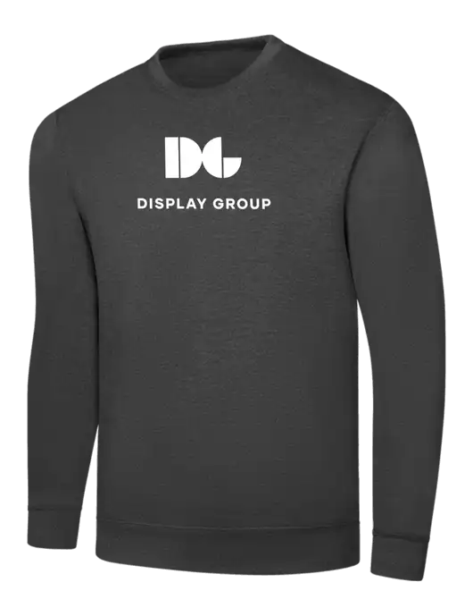 Dark Heather Grey 7.8 oz Ring Spun Crew Sweatshirt w/Display Group Logo