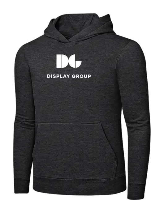 Dark Heather Grey 7.8 oz Ring Spun Hooded Sweatshirt w/Display Group Logo