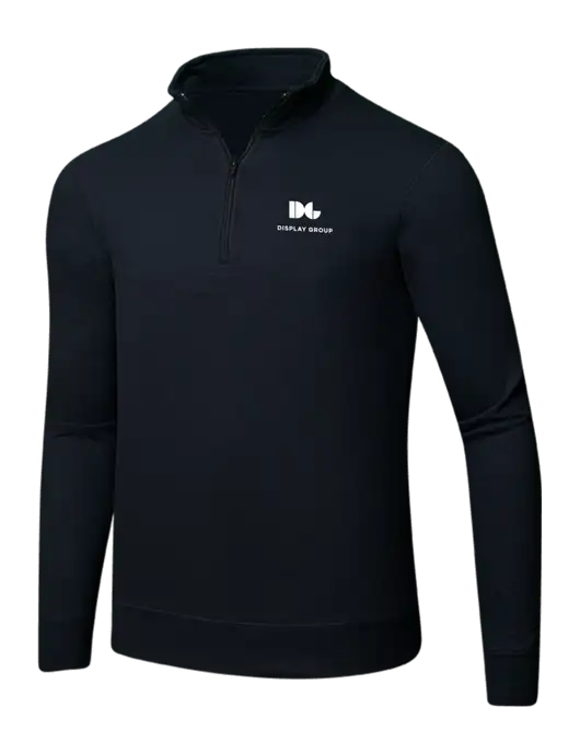 Jet Black 8.5 oz Ring Spun 1/4 Zip Pullover Sweatshirt w/Display Group Logo