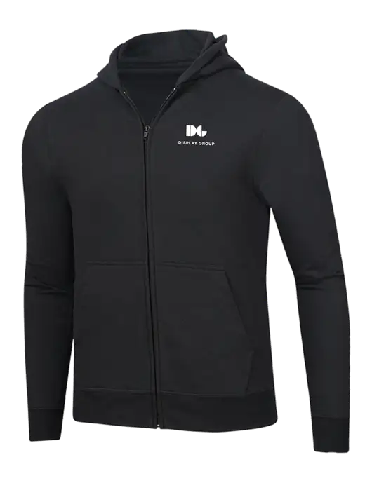 Jet Black 8.5 oz Ring Spun Zip Hooded Sweatshirt w/Display Group Logo
