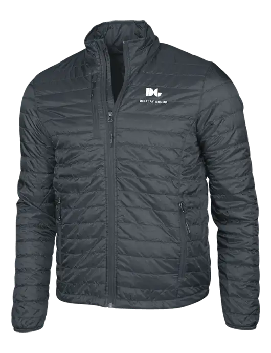 Dark Grey Puffy Packable Jacket w/Display Group Logo