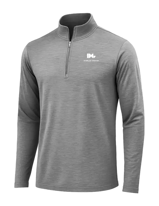 Dark Grey Heather Posicharge Tri-Blend Wicking 1/4 Zip Pullover w/Display Group Logo