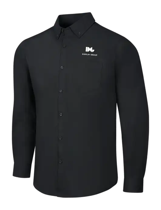 Black Long Sleeve Carefree Poplin Shirt w/Display Group Logo
