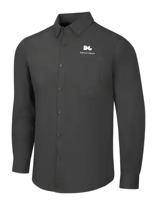 Dark Grey Long Sleeve Carefree Poplin Shirt w/Display Group Logo