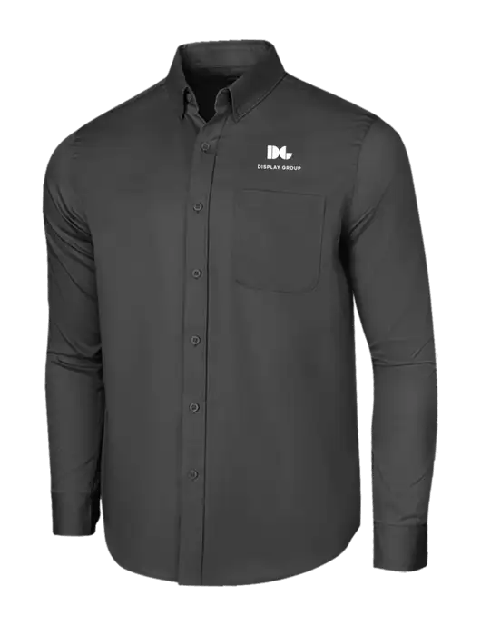 Long Sleeve Dark Grey Superpro React Twill Shirt w/Display Group Logo