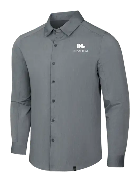 OGIO Medium Grey Heather Commuter Woven Shirt w/Display Group Logo