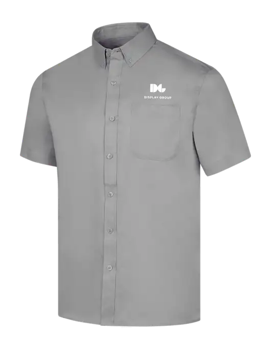 Short Sleeve Light Grey Superpro React Twill Shirt w/Display Group Logo