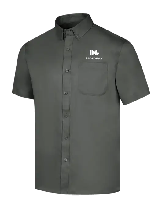 Short Sleeve Dark Grey Superpro React Twill Shirt w/Display Group Logo