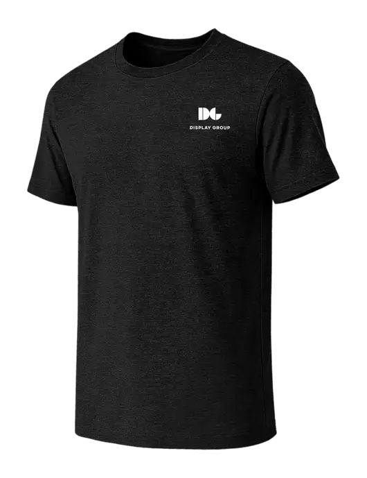 BELLA+CANVAS Black Heather CVC Short Sleeve Tee w/Display Group Logo