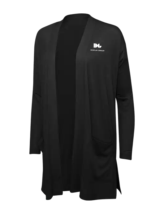 Black Womens Concept Long Pocket Cardigan w/Display Group Logo