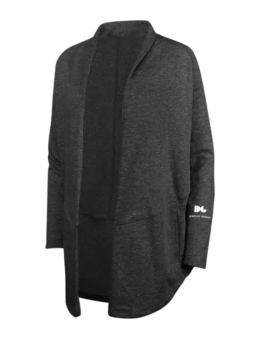Charcoal Heather/ Medium Heather Grey Womens Interlock Cardigan w/Display Group Logo