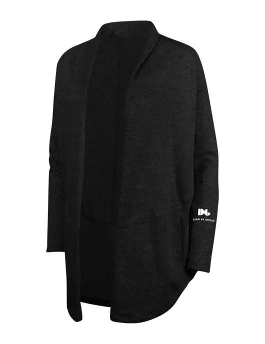 Deep Black/Charcoal Heather Womens Interlock Cardigan w/Display Group Logo