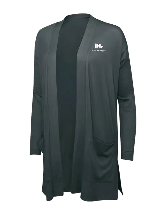 Smoke Grey Womens Concept Long Pocket Cardigan w/Display Group Logo