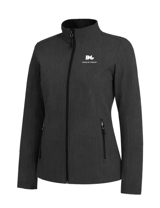 Black Charcoal Heather Womens Core Soft Shell Jacket w/Display Group Logo