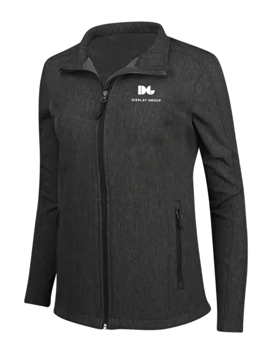 Black Charcoal Heather Womens Core Soft Shell Jacket w/Display Group Logo