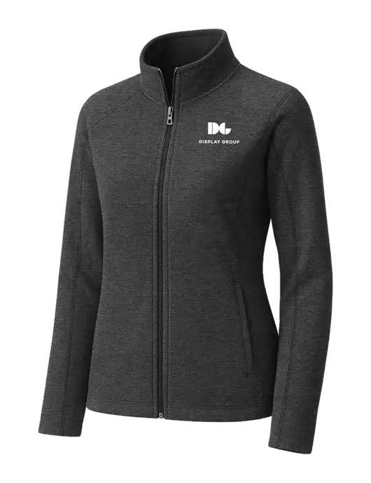Charcoal Womens Heather Microfleece Full-Zip Jacket w/Display Group Logo