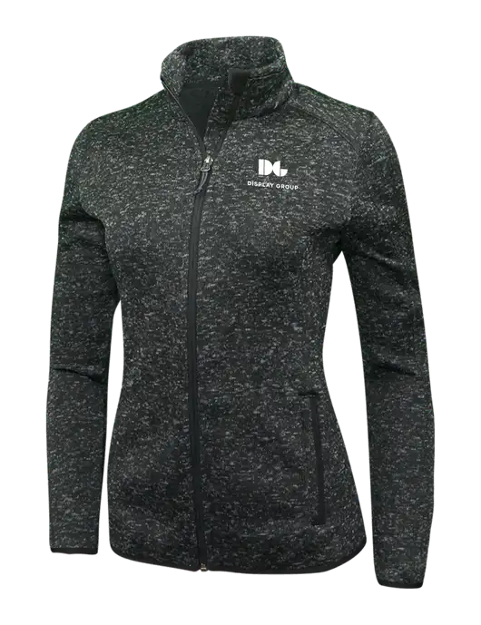 Black Heather Womens Sweater Fleece Jacket w/Display Group Logo