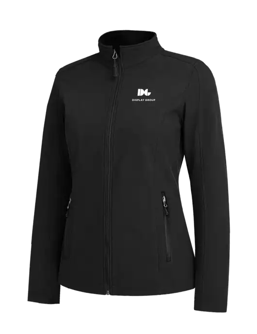 Black Womens Core Soft Shell Jacket w/Display Group Logo