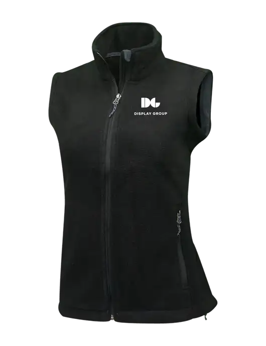 Womens Black Fleece Vest w/Display Group Logo
