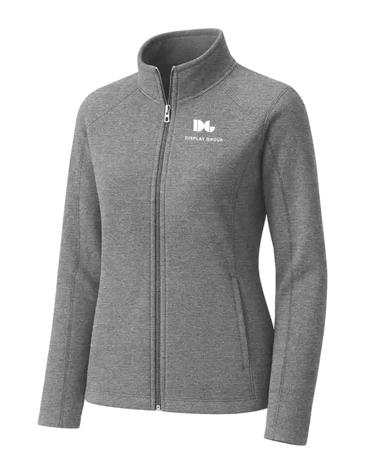 Medium Grey Womens Heather Microfleece Full-Zip Jacket w/Display Group Logo