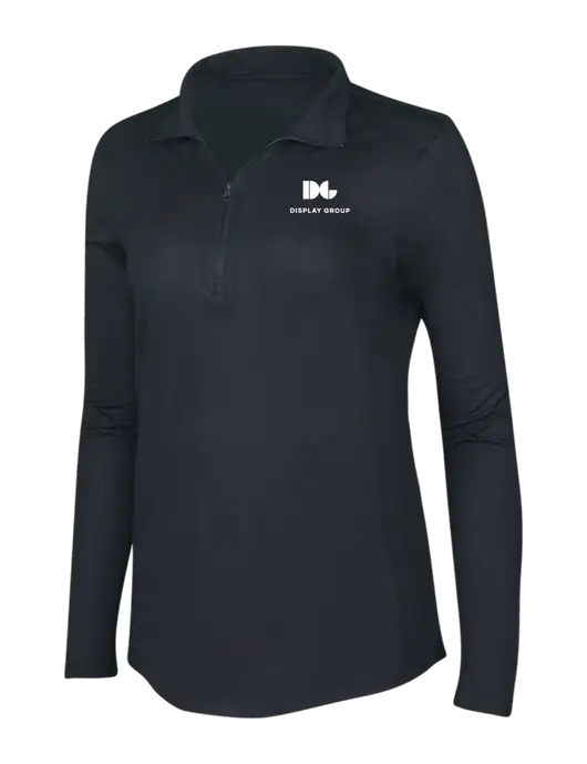 Black Triad Solid Womens Posicharge Tri-Blend Wicking 1/4 Zip Pullover w/Display Group Logo