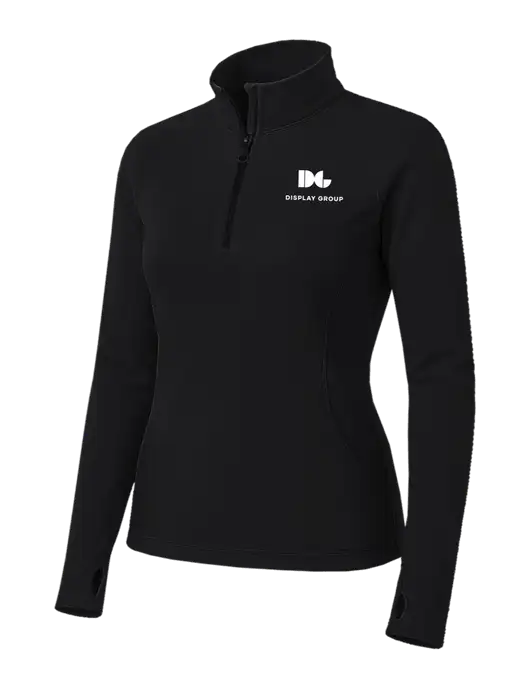 Womens Black Sport Wick Stretch 1/4 Zip Pullover w/Display Group Logo