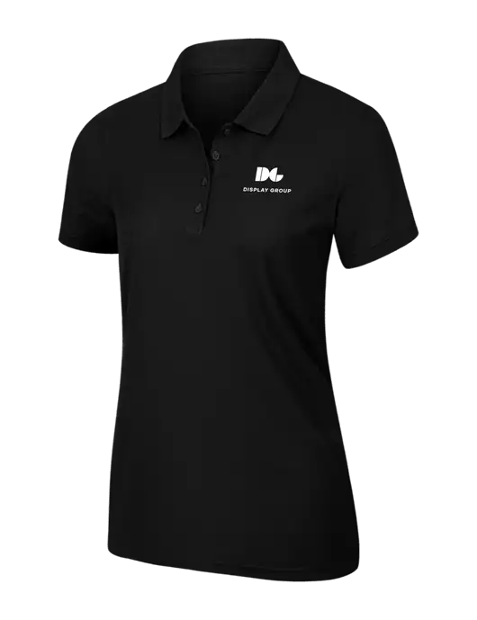 Womens Black Core Classic Pique Polo w/Display Group Logo