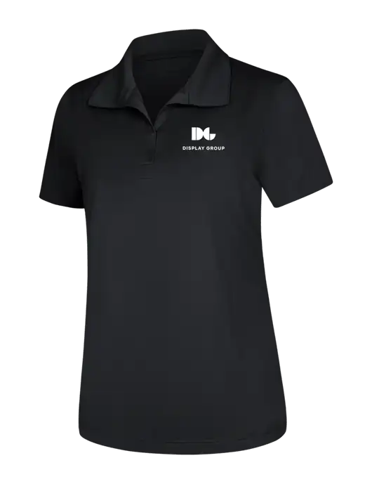 Womens Black Micropique Sport-Wick Polo w/Display Group Logo