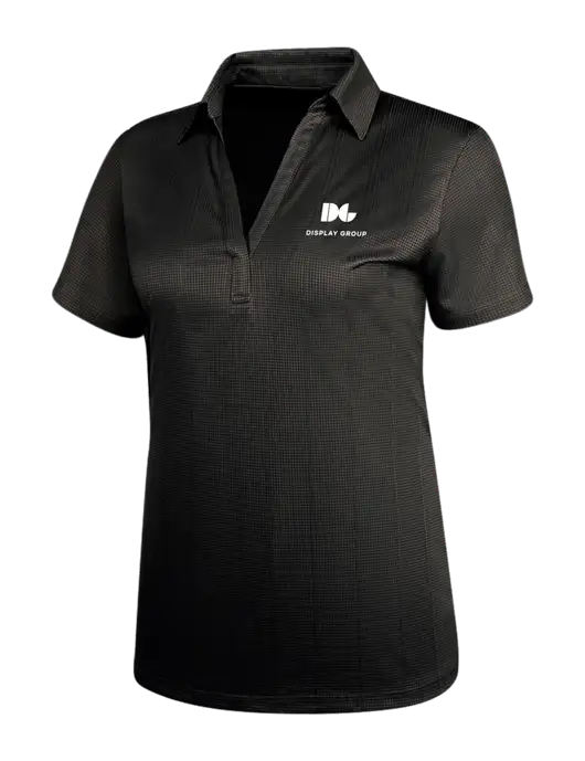 Black Womens Performance Fine Jacquard Polo w/Display Group Logo