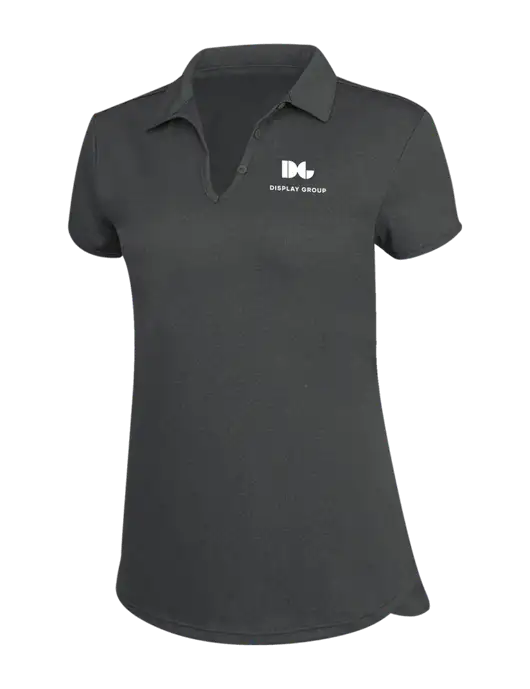 Womens Charcoal Trace Heather Polo w/Display Group Logo