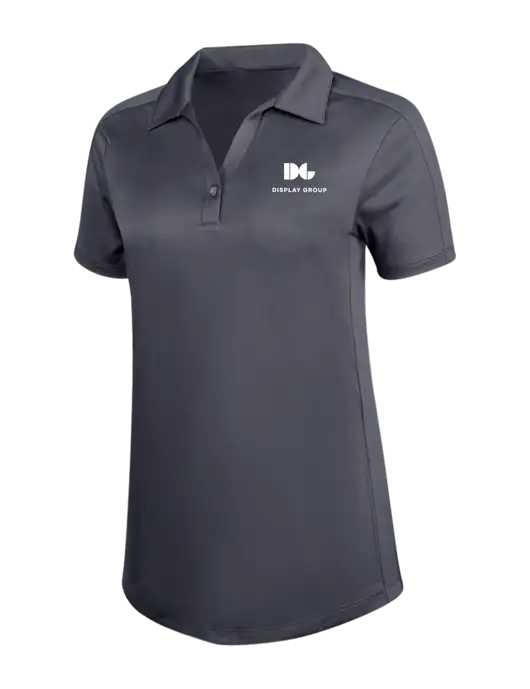 Womens Dark Grey Diamond Jacquard Polo w/Display Group Logo
