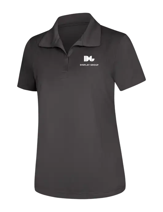Womens Dark Grey Micropique Sport-Wick Polo w/Display Group Logo