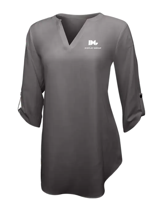 Dark Grey Womens 3/4 Sleeve Tunic Blouse w/Display Group Logo