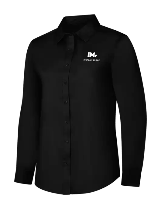 Womens Black Long Sleeve Superpro React Twill Shirt w/Display Group Logo