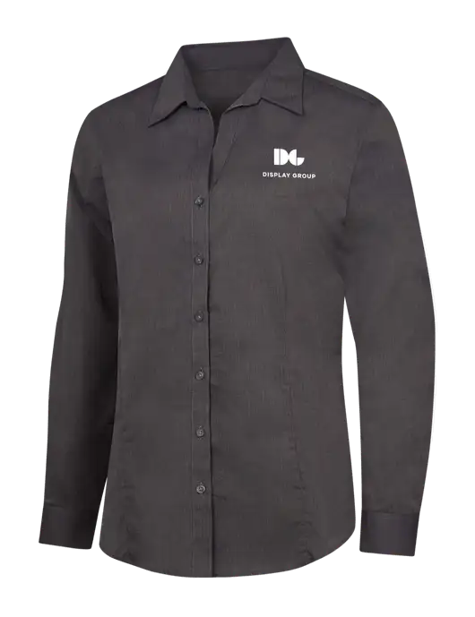 Womens Soft Black Crosshatch Easy Care Shirt w/Display Group Logo