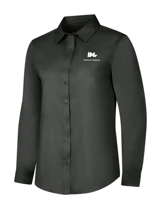 Dark Grey Womens Long Sleeve Superpro React Twill Shirt w/Display Group Logo