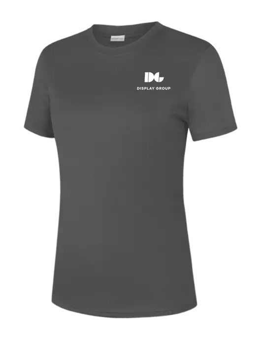 Womens Dark Grey PosiCharge Competitor Tee w/Display Group Logo