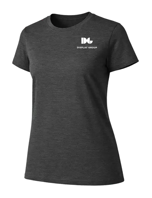 Womens Ring Spun Dark Heather Grey 4.5 oz T-Shirt w/Display Group Logo