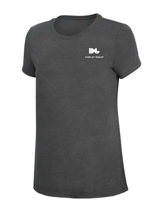 Womens Simply Soft Charcoal 4.5oz Poly/Combed Ring Spun Cotton T-Shirt w/Display Group Logo