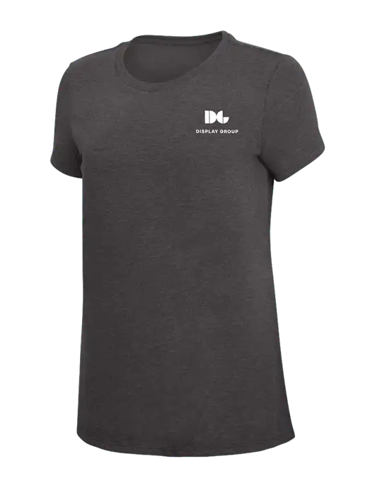 Womens Simply Soft Heather Charcoal 4.5oz  Poly/Combed Ring Spun Cotton T-Shirt w/Display Group Logo