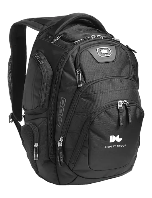 OGIO Black Stratagem Laptop Backpack w/Display Group Logo