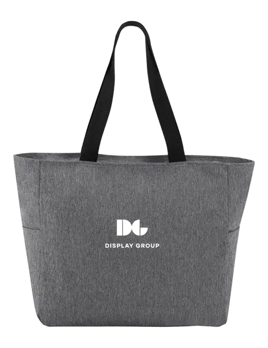 Everyday Heather Grey Zip Tote  w/Display Group Logo