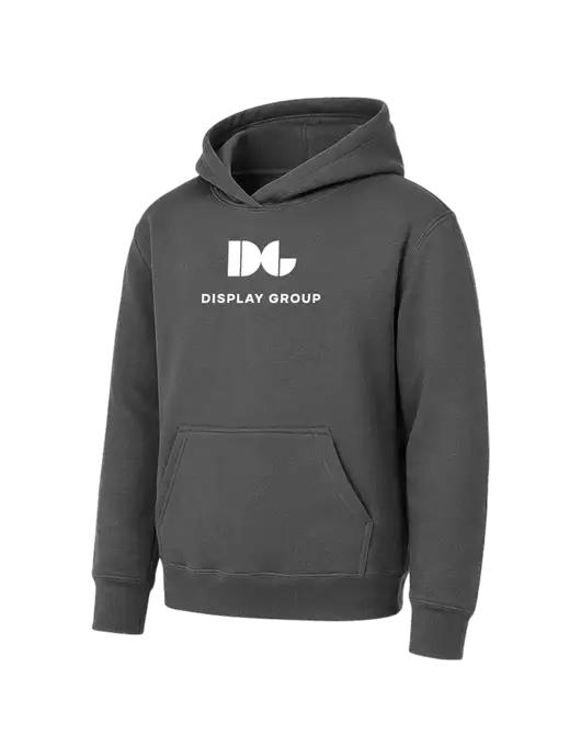 Youth Charcoal 7.8 oz Pullover Hooded Sweatshirt w/Display Group Logo